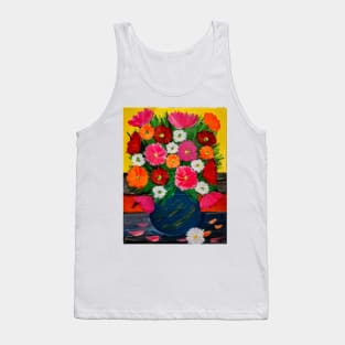 A beautiful bouquet of mixed flowers in a gold and turquoise vase Tank Top